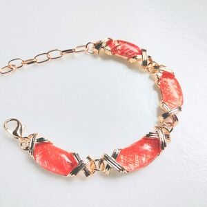 Cherry Quartz Bracelet in Rose Toned Gold (65.00ctw)